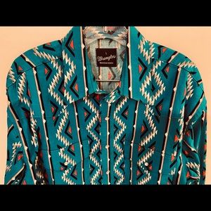 Vtg Wrangler Western Shirt L Cowboy